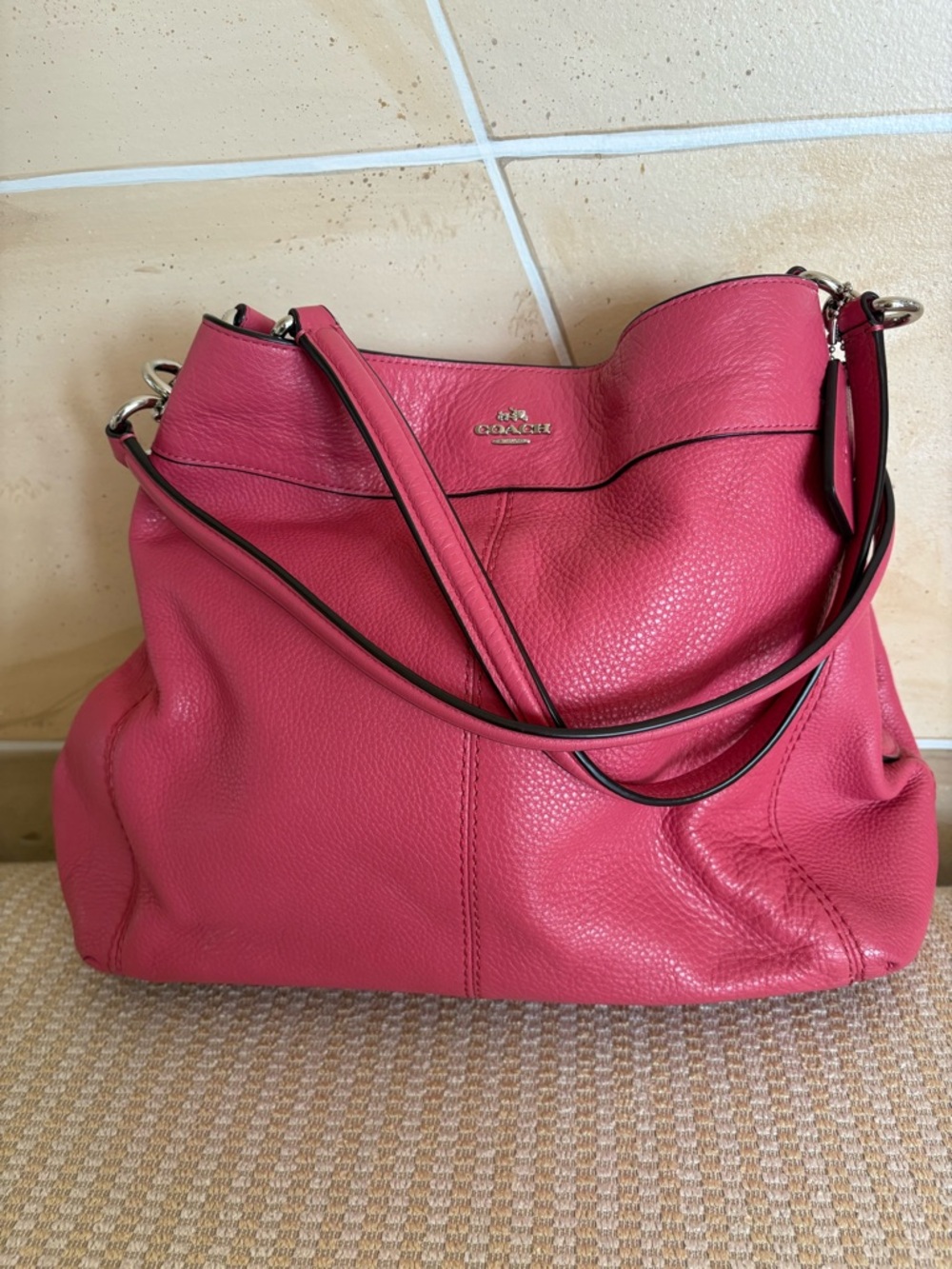 Coach Pink Pebbled Leather Shoulder Bag